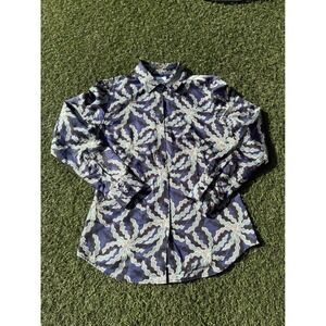 Brooks Brothers Blue Geometric Print Button Up Long Sleeve Shirt